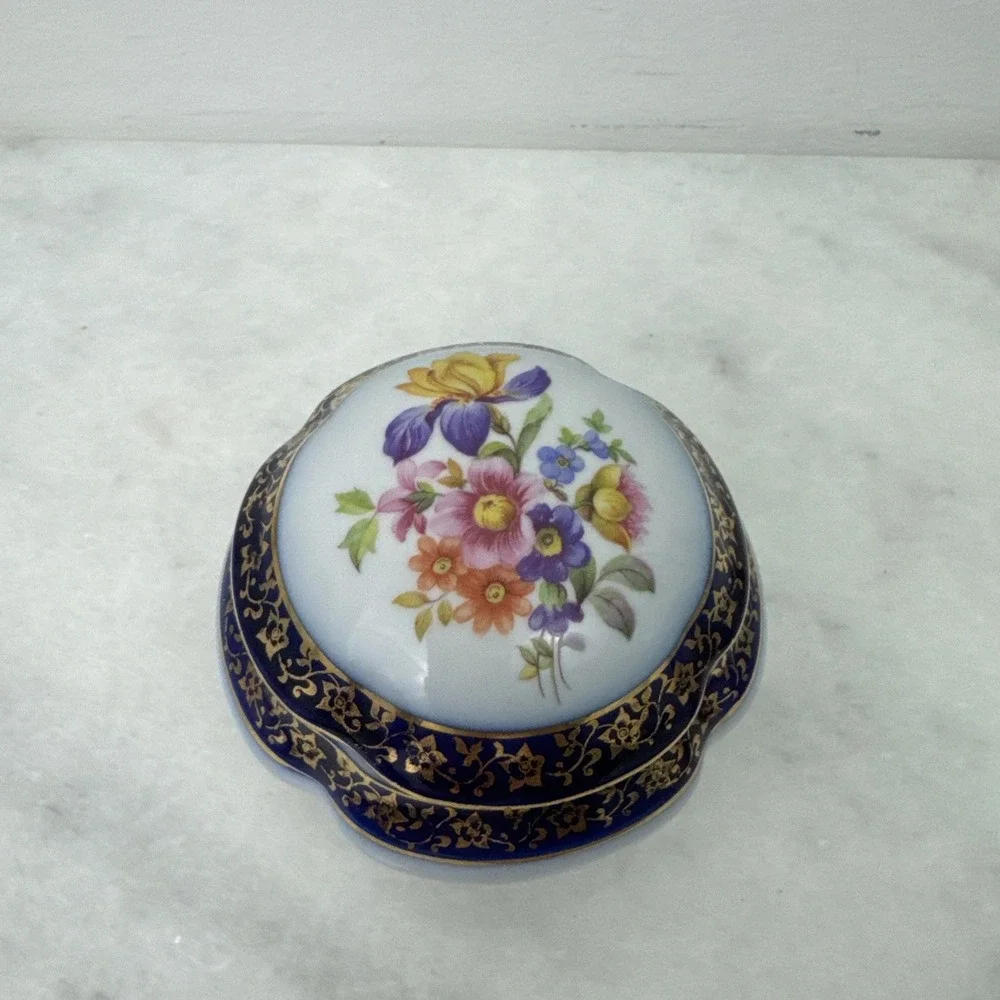 Vintage porcelain box, trinket box, jewellery box, PM import, birthday gift